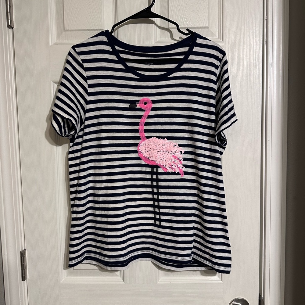 J. Crew Navy and White Striped Tee